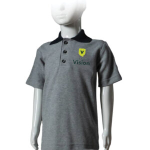 Polo gris chiney "Lacoste", manches courtes (col uni)