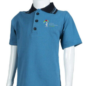 Polo 2 bleu "tricot lacoste" manches courtes (Montessori)