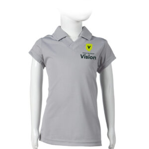 Polo col en V gris "dry fit" nouveau logo, sport